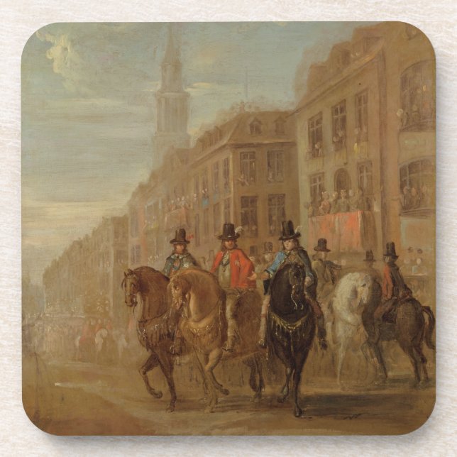 Restoration Procession of Charles II at Cheapside, Beverage Coaster (Front)