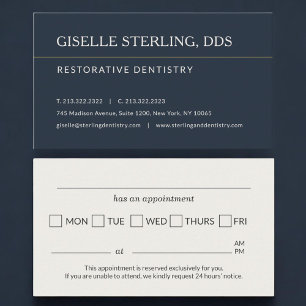 Restorative Dentistry Office Appointment Reminder Business Card