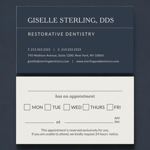 Restorative Dentistry Office Appointment Reminder Card