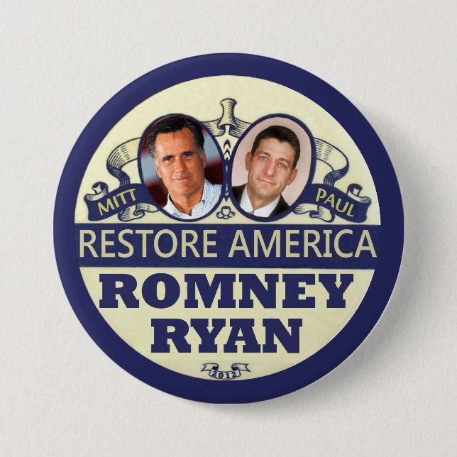 Restore America: Romney & Ryan Button (Front)