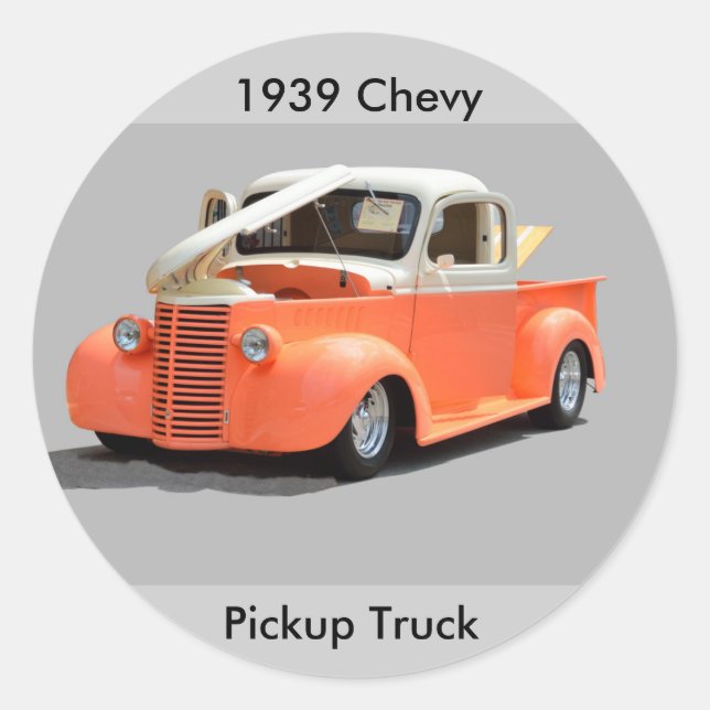 Restored 1939 Pickup Truck Classic Round Sticker (Front)