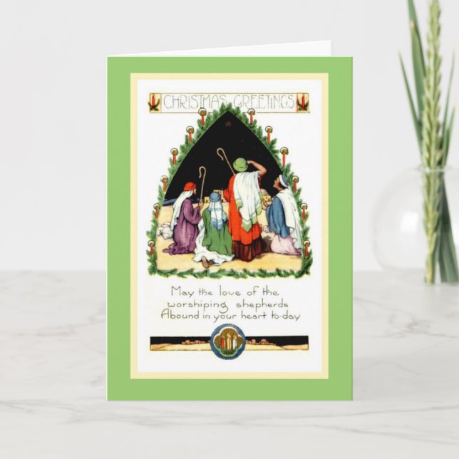Restored Art Nouveau Christmas Shepherds Card (Front)