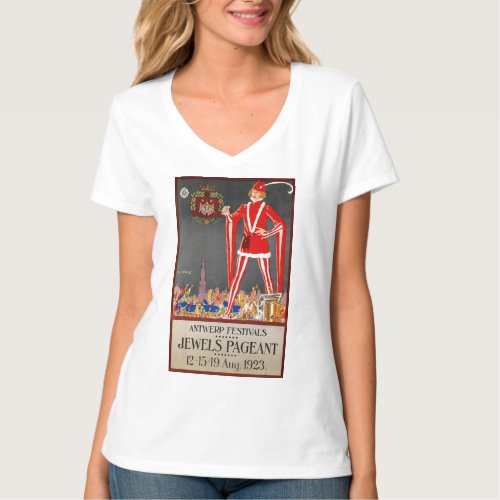 Restored Belgium Antwerp Vintage Travel Poster T_Shirt