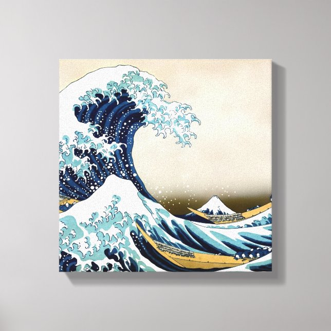 Restored Great Wave off Kanagawa by Hokusai Canvas Print (Front)