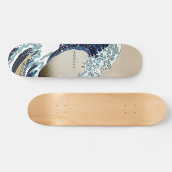 Restored Great Wave off Kanagawa Custom Text Skateboard | Zazzle