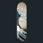 Restored Great Wave off Kanagawa Custom Text Skateboard<br><div class="desc">The Great Wave off Kanagawa (神奈川沖浪裏 Kanagawa-oki nami ura?, "Under a wave off Kanagawa"), also known as The Great Wave or simply The Wave, is a woodblock print by the Japanese ukiyo-e artist Hokusai. It was published sometime between 1829 and 1833[1] in the late Edo period as the first print...</div>