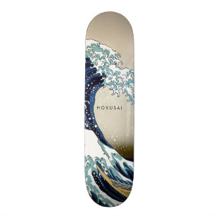 Restored Great Wave off Kanagawa Custom Text Skateboard