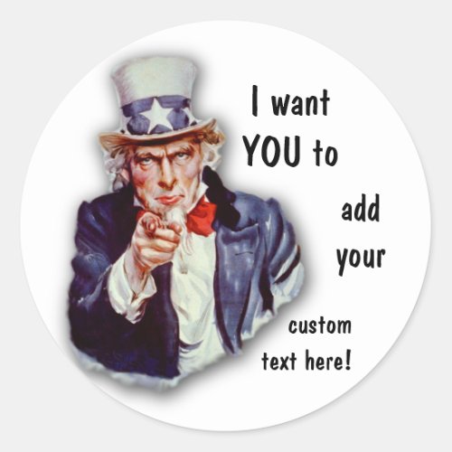 Restored Iconic Uncle Sam Image Classic Round Sticker