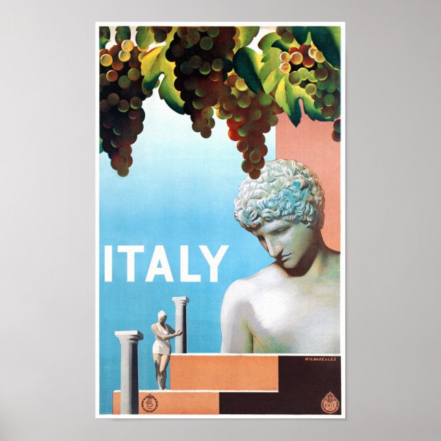 Restored Italy Vintage Travel Poster (Front)