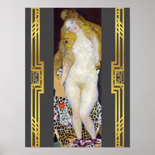 Restored Klimt Adam and Eve Nouveau Biblical Poster