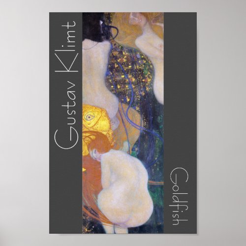 Restored Klimt Goldfish Art Nouveau Painting Poster