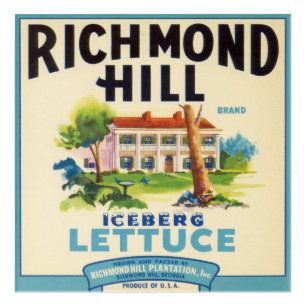 Restored Richmond Hill Lettuce Crate Label  Acrylic Print