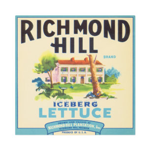 Restored Richmond Hill Lettuce Crate Label  Metal Print