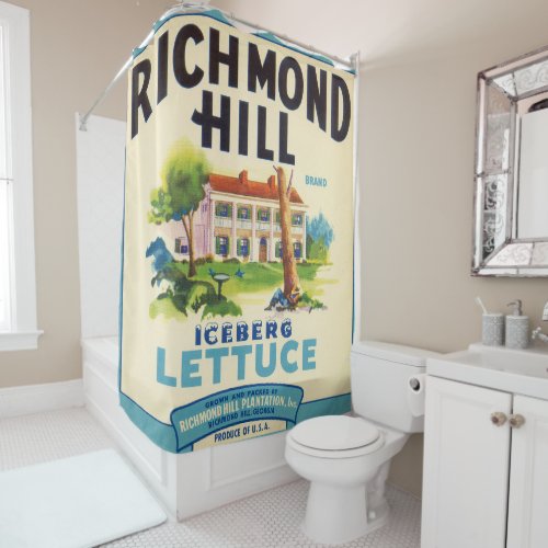Restored Richmond Hill Lettuce Crate Label  Shower Curtain