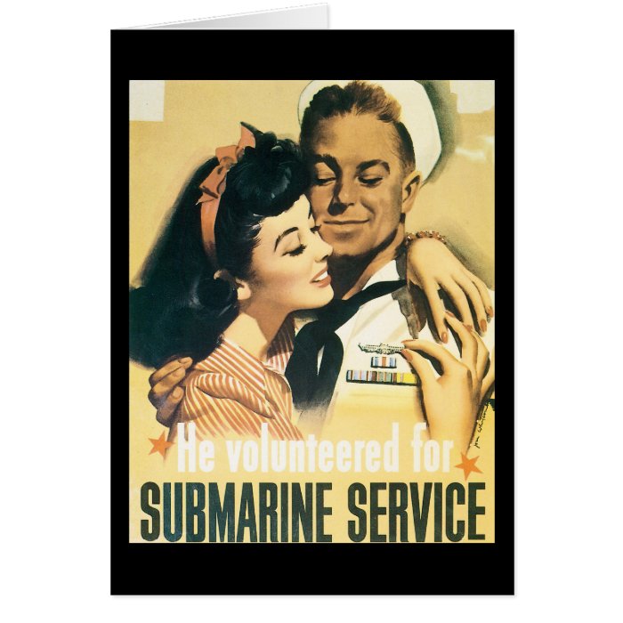 RESTORED Submarine Navy Propaganda Poster Greeting Card