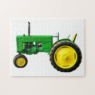 Restored vintage green tractor jigsaw puzzle