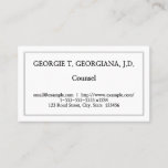 [ Thumbnail: Restrained and Plain Counsel Business Card ]