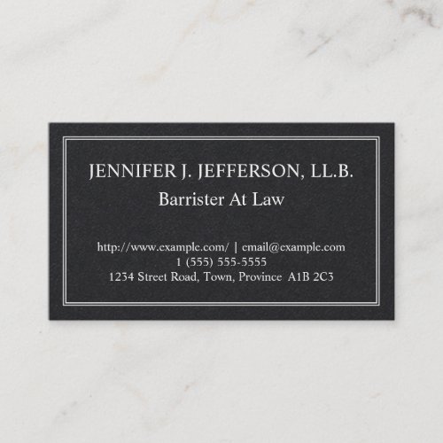 Restrained Barrister At Law Business Card