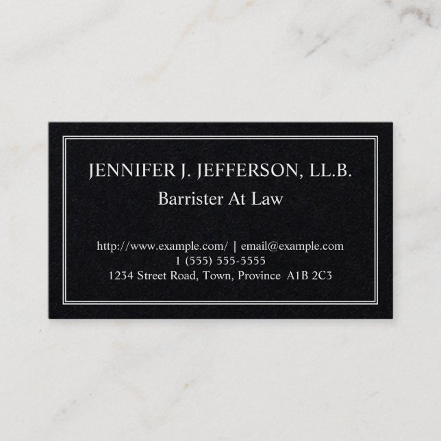 Restrained Barrister At Law Business Card (Front)