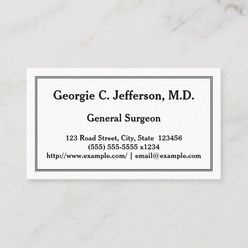 Restrained General Surgeon Business Card