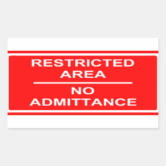 Restricted Area No Admittance Rectangular Sticker