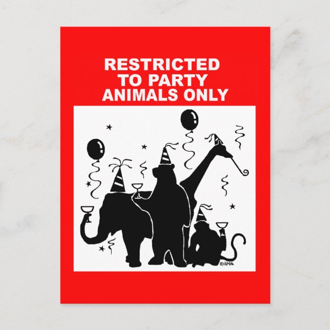 Restricted to party animals only postcard (Front)