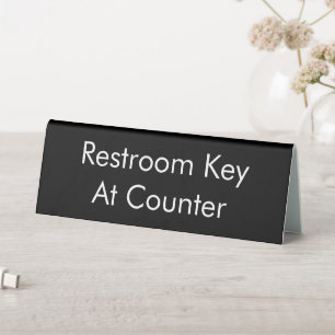 Restroom Key At Counter Black Table Tent