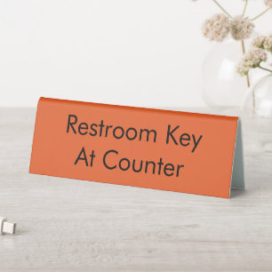 Restroom Key At Counter Orange Table Tent
