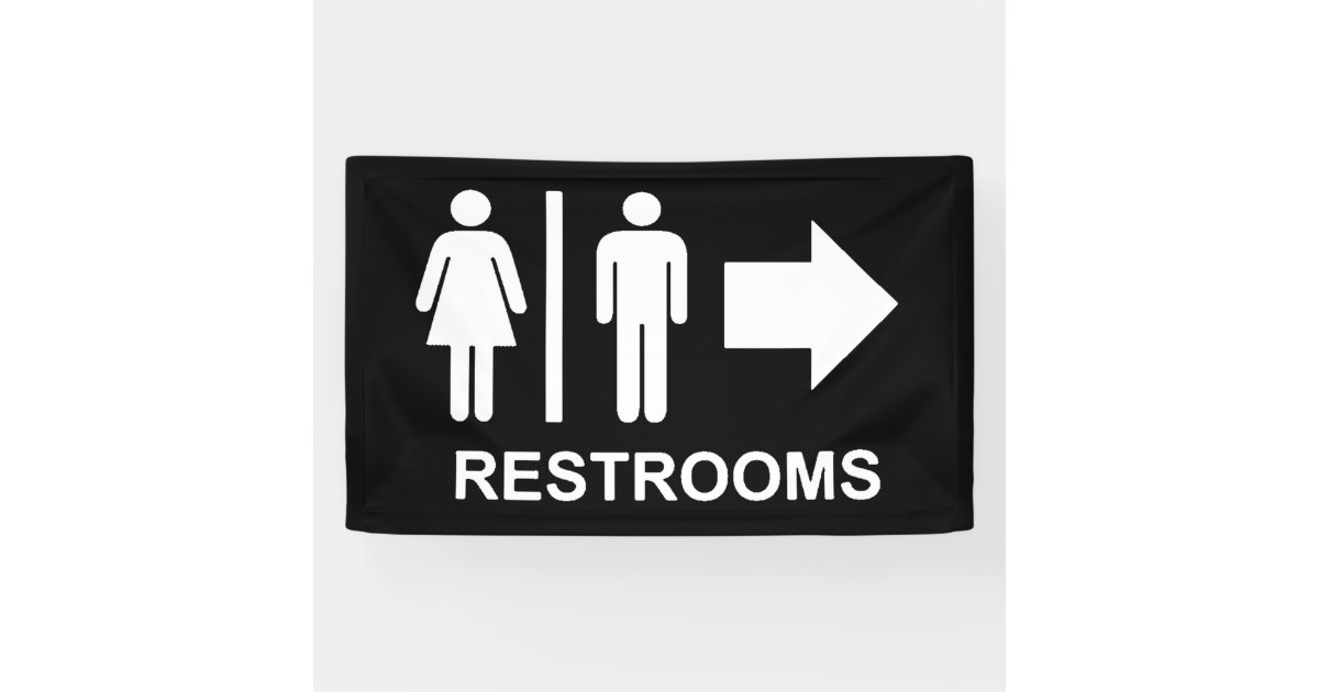 bathroom signs with arrow