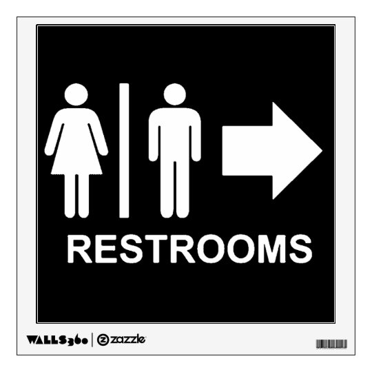 Restroom Sign Arrow Wall Decal | Zazzle.com
