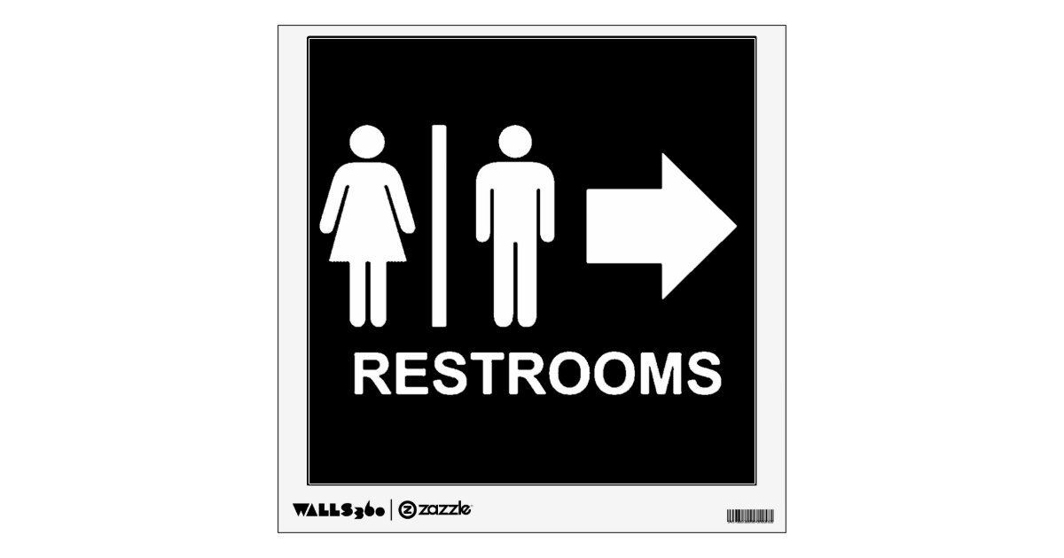restroom-sign-arrow-wall-decal-zazzle