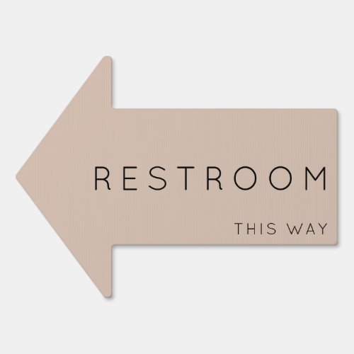 Restroom This Way Arrow Beige Yard Sign