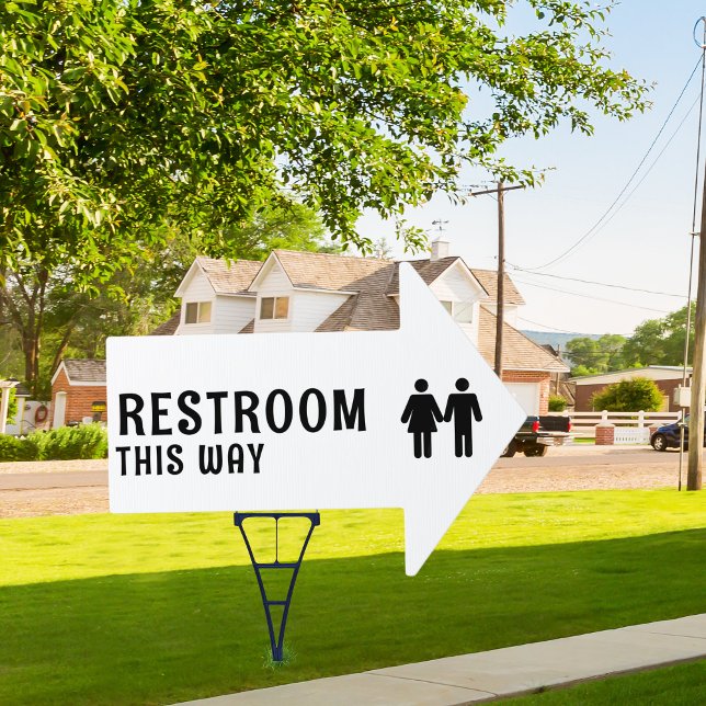 Restroom This Way Arrow Black Directional Yard Sign (Creator Uploaded)
