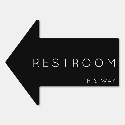 Restroom This Way Arrow Black Yard Sign
