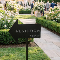 Restroom This Way Arrow Black Yard Sign