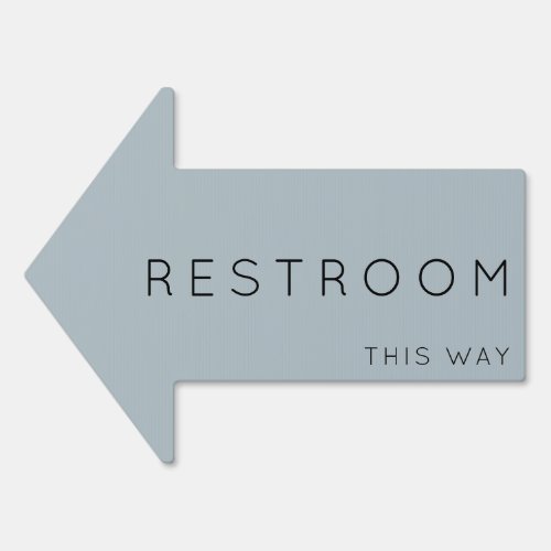 Restroom This Way Arrow Dusty Blue Yard Sign