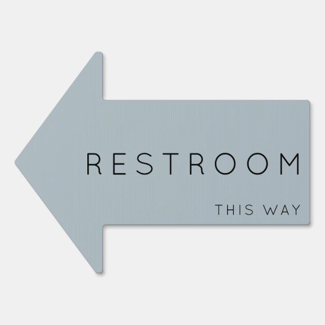 Restroom This Way Arrow Dusty Blue Yard Sign (Front)