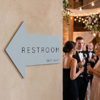 Restroom This Way Arrow Dusty Blue Yard Sign