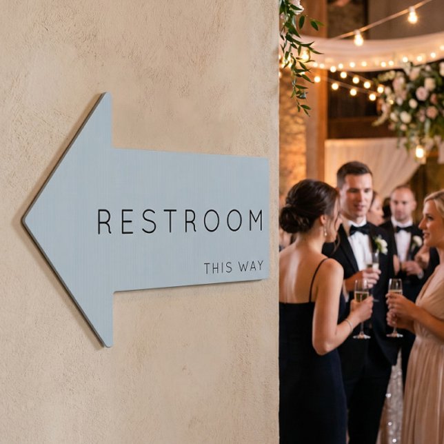 Restroom This Way Arrow Dusty Blue Yard Sign (Creator Uploaded)