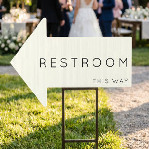 Restroom This Way Arrow Ivory Yard Sign