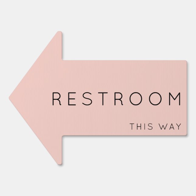 Restroom This Way Arrow Light Pink Yard Sign (Front)