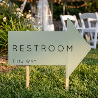 Restroom This Way Arrow Sage Green Yard Sign