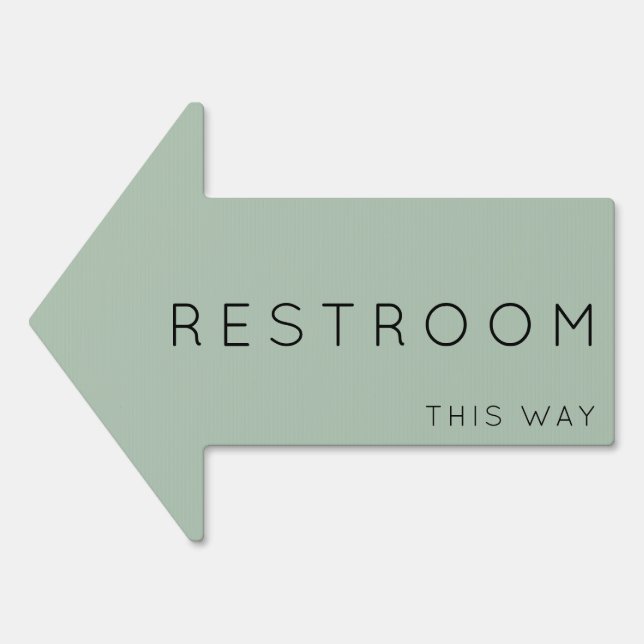 Restroom This Way Arrow Sage Green Yard Sign (Front)
