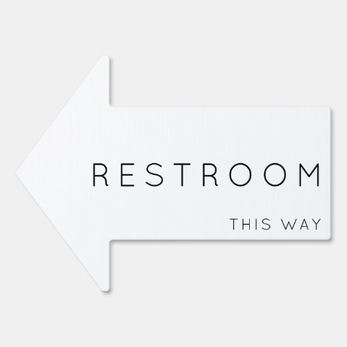 Restroom This Way Arrow White Yard Sign
