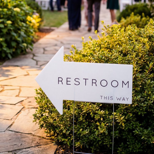 Restroom This Way Arrow White Yard Sign (Creator Uploaded)