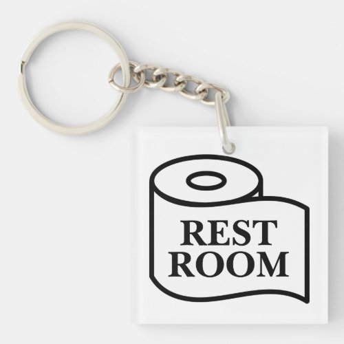 RestRoom toilet paper roll square keychain