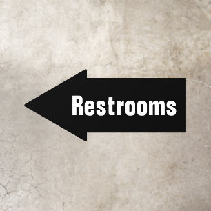 Restrooms Black and White Left Directional Arrow Floor Decals