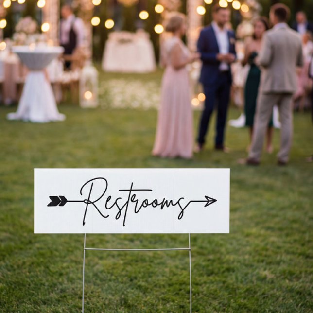 Restrooms direction sign, party arrow sign (Creator Uploaded)