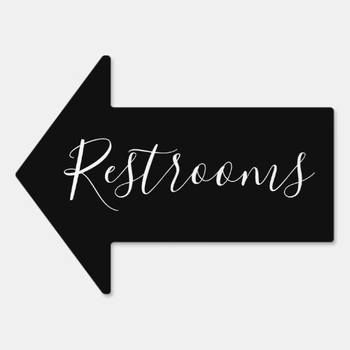 Restrooms Directional Black White Elegant Modern Sign