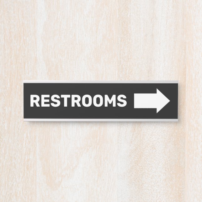 Restrooms Directional Wayfinding Wall Sign (Front)